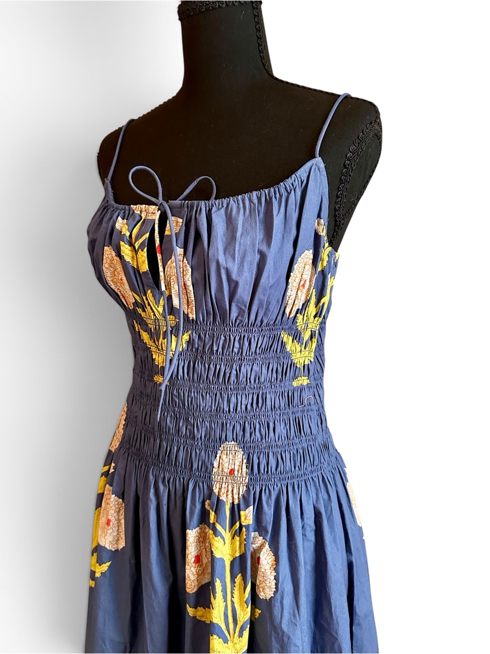 J. Crew Blueish Purple Maxi Dress with Yellow & Cream Floral Embroidery size M